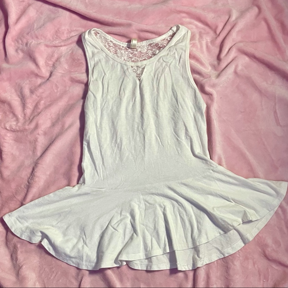 Sleeveless White Blouse with Lace Back